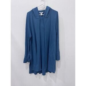 Athleta Harmony Pose Wrap XL Rib Knit Cardigan Sweater Hooded Long Teal Green